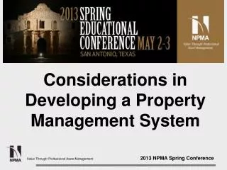 Considerations in Developing a Property Management System