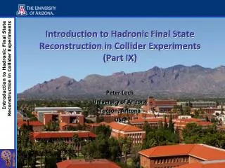 Introduction to Hadronic Final State Reconstruction in Collider Experiments (Part IX)