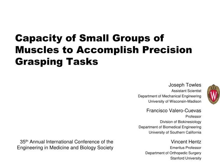 capacity of small groups of muscles to accomplish precision grasping tasks