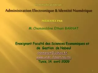 communication sur administration electronique identit num rique
