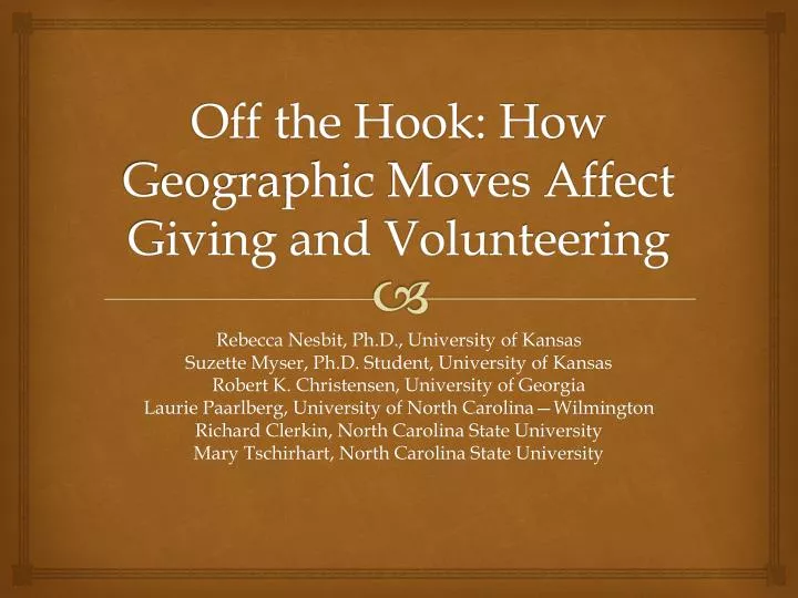 off the hook how geographic moves affect giving and volunteering