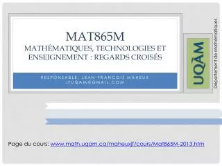 mat865m math matiques technologies et enseignement regards crois s