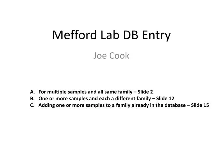 mefford lab db entry