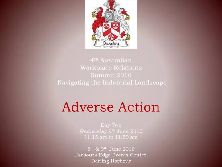 4 th australian workplace relations summit 2010 navigating the industrial landscape