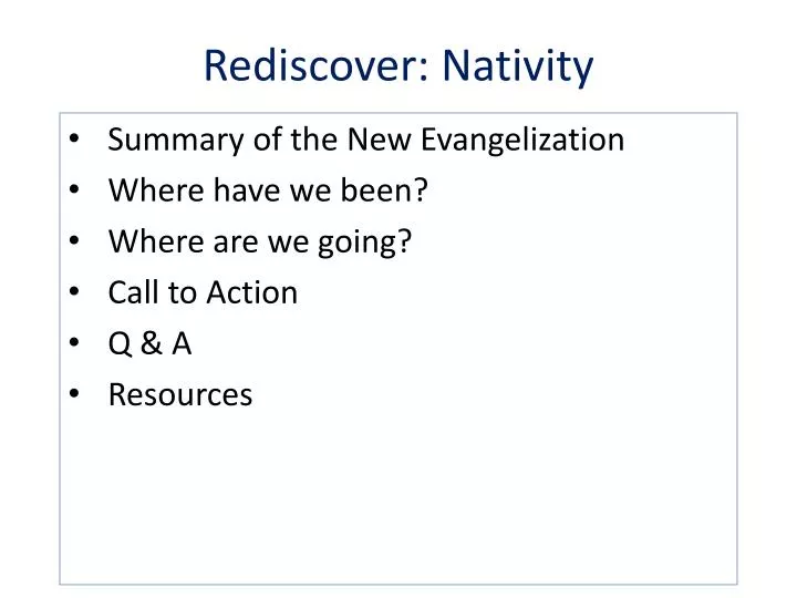 rediscover nativity