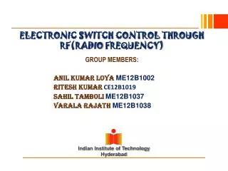 ELECTRONIC SWITCH CONTROL THROUGH RF(RADIO FREQUENCY)