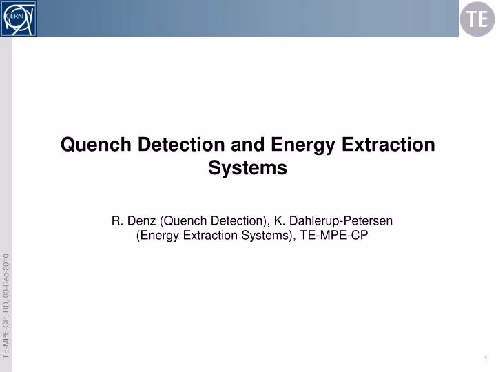 quench detection and energy extraction systems
