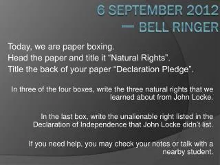 6 September 2012 一 Bell Ringer