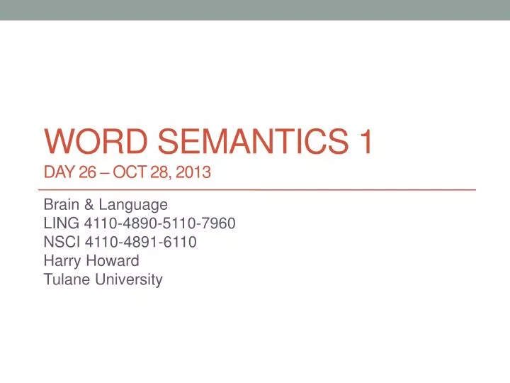 word semantics 1 day 26 oct 28 2013