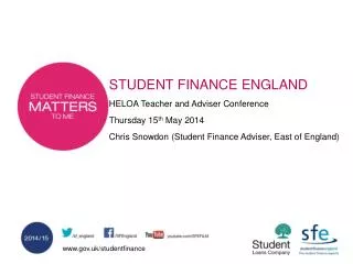 STUDENT FINANCE ENGLAND HELOA Teacher and Adviser Conference Thursday 15 th May 2014