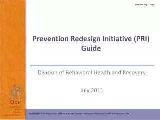 Prevention Redesign Initiative (PRI) Guide