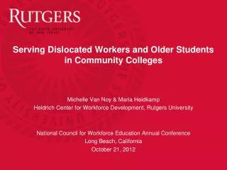 Serving Dislocated Workers and Older Students in Community Colleges