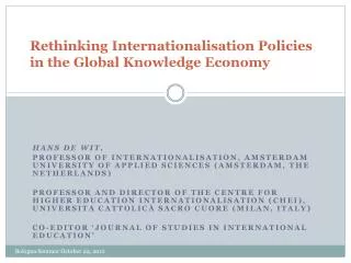 Rethinking Internationalisation Policies in the Global Knowledge Economy
