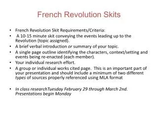 French Revolution Skits