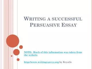 Writing a successful Persuasive Essay
