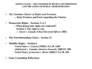 AP/PPAS 3136.03 -- THE CHARTER OF RIGHTS AND FREEDOMS AND THE LIMITS OF PUBLIC ADMINISTRATION