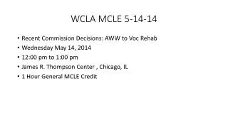WCLA MCLE 5-14-14