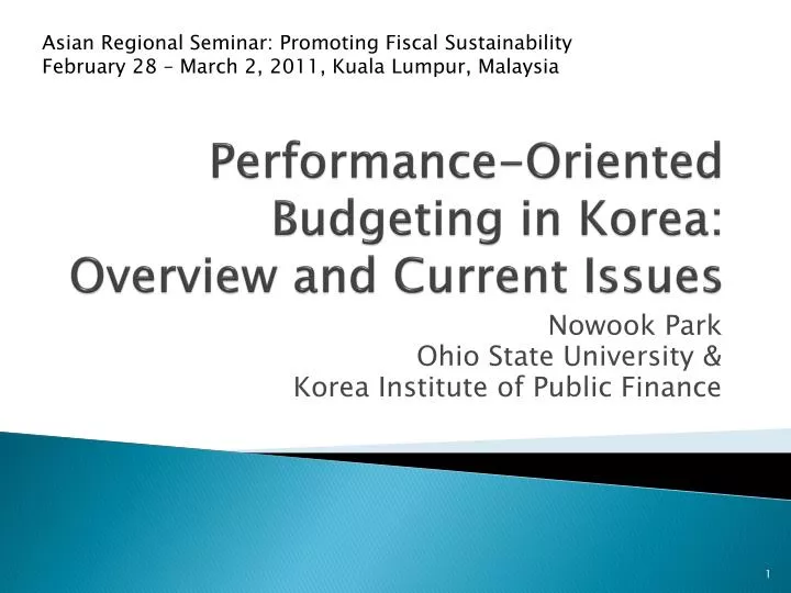 performance oriented budgeting in korea overview and current issues