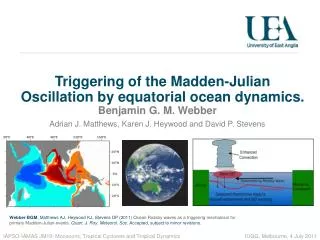 Triggering of the Madden-Julian Oscillation by equatorial ocean dynamics.