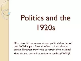 Politics and the 1920s
