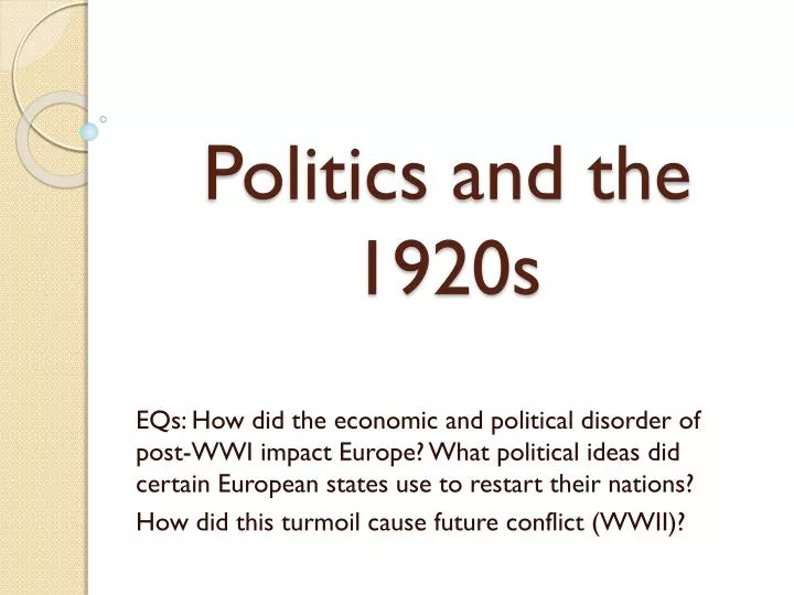 politics and the 1920s