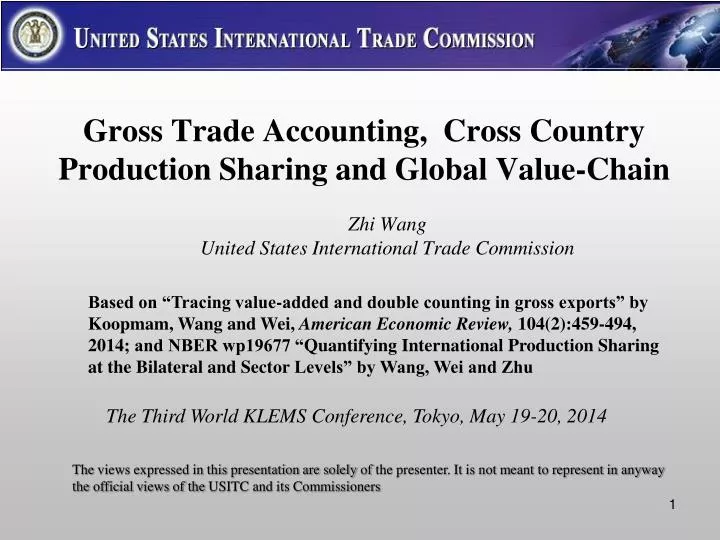 gross trade a ccounting cross country production sharing and global value chain