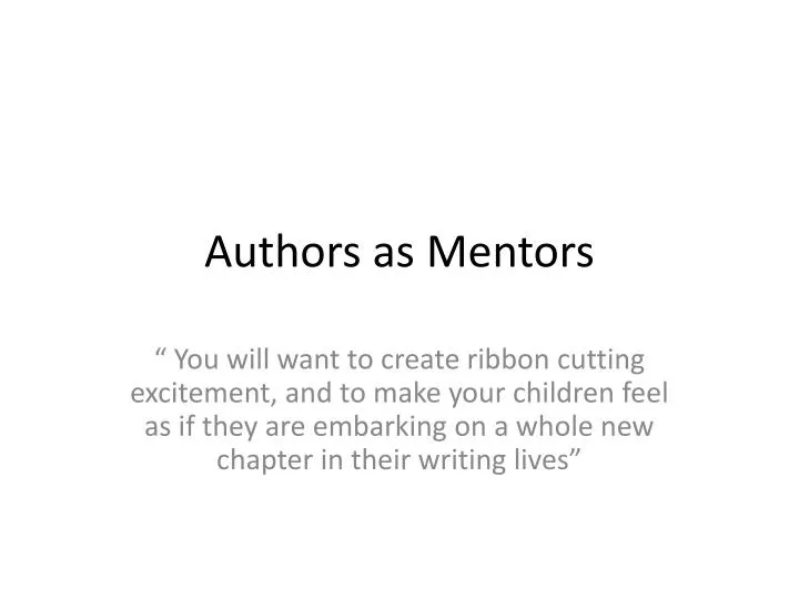 authors as mentors