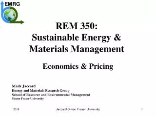 REM 350: Sustainable Energy &amp; Materials Management