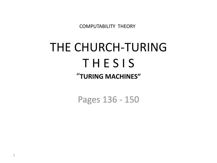 the church turing t h e s i s turing machines