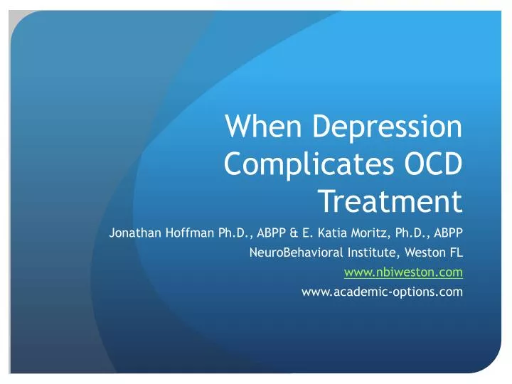 when depression complicates ocd treatment