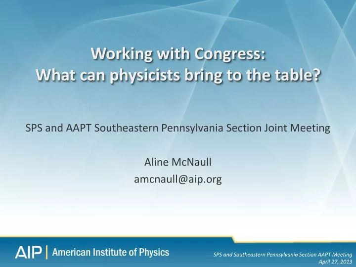 working with congress what can physicists bring to the table