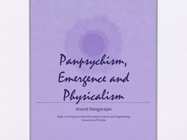 panpsychism emergence and physicalism