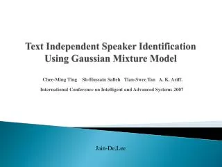 Text Independent Speaker Identification Using Gaussian Mixture Model