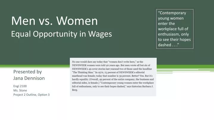 men vs women equal opportunity in wages