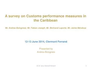 A survey on Customs performance measures in the Caribbean