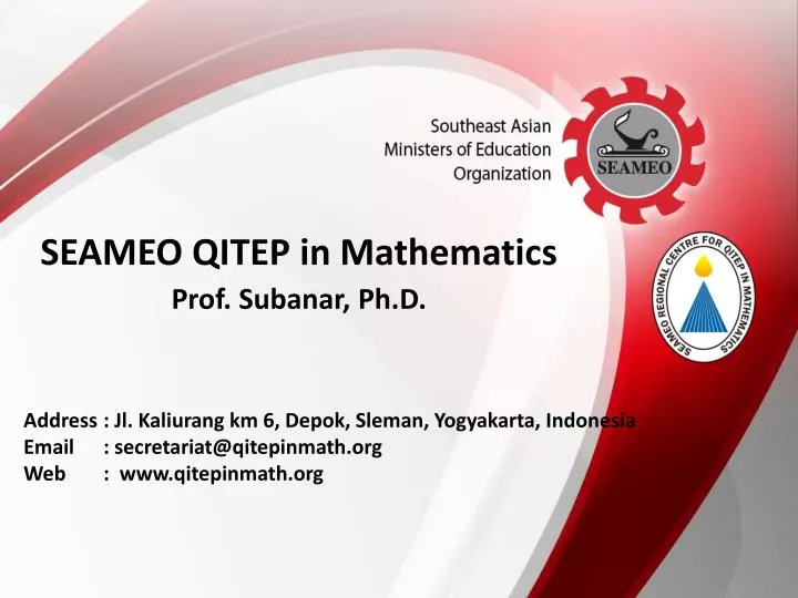 seameo qitep in mathematics prof subanar ph d