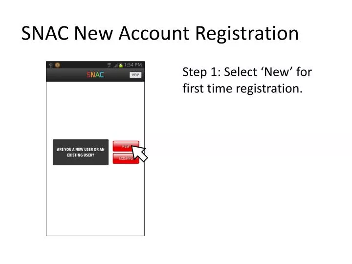 snac new account registration