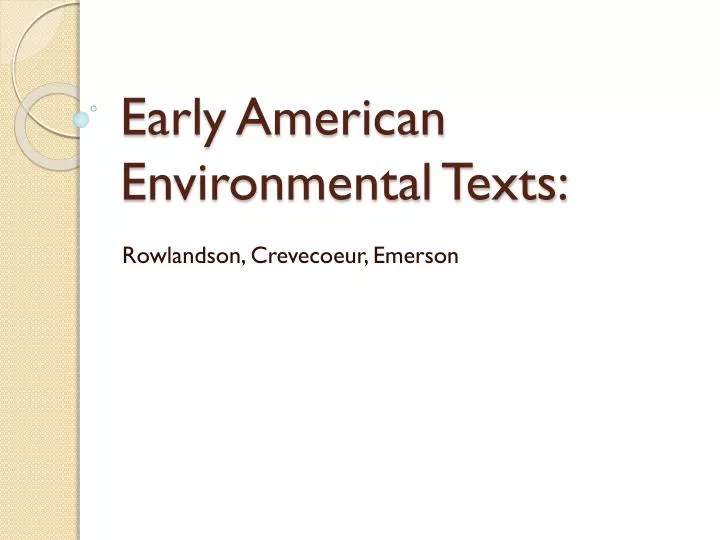 early american environmental texts
