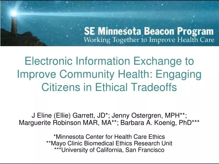 electronic information exchange to improve community health engaging citizens in ethical tradeoffs