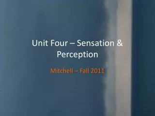 unit four sensation perception