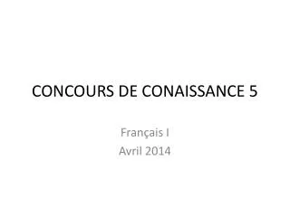 CONCOURS DE CONAISSANCE 5