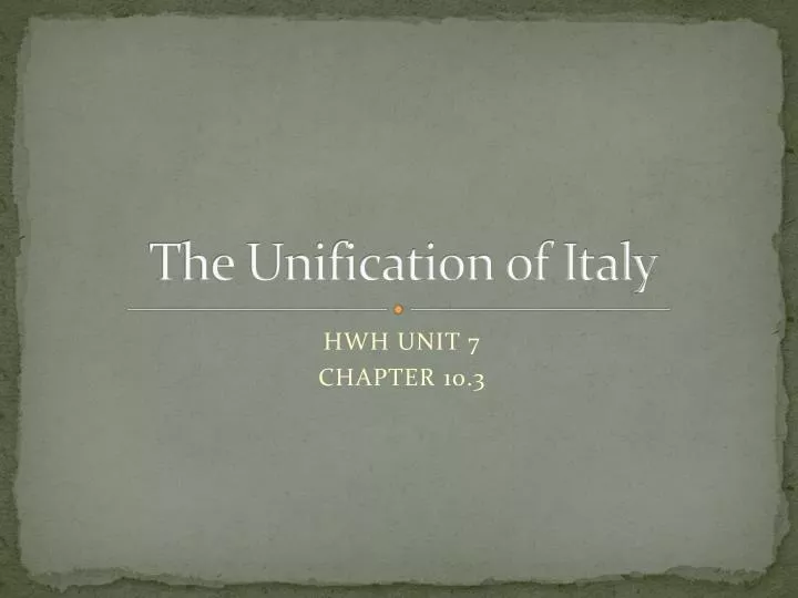 the unification of italy