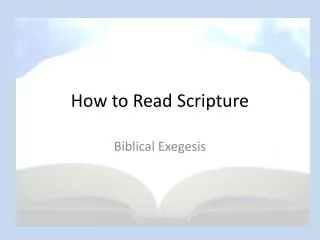 How to Read Scripture