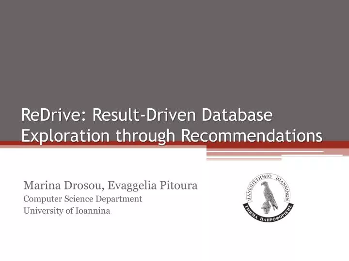 redrive result driven database exploration through recommendations