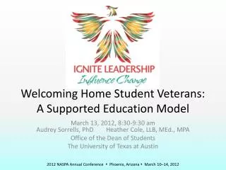 Welcoming Home Student Veterans: A Supported Education Model
