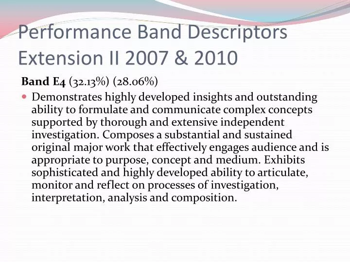 performance band descriptors extension ii 2007 2010