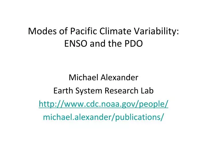 modes of pacific climate variability enso and the pdo