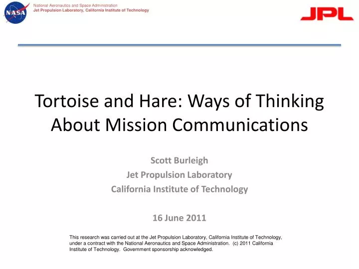 tortoise and hare ways of thinking about mission communications