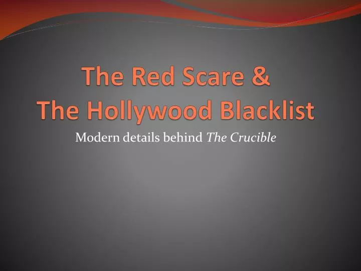 the red scare the hollywood blacklist