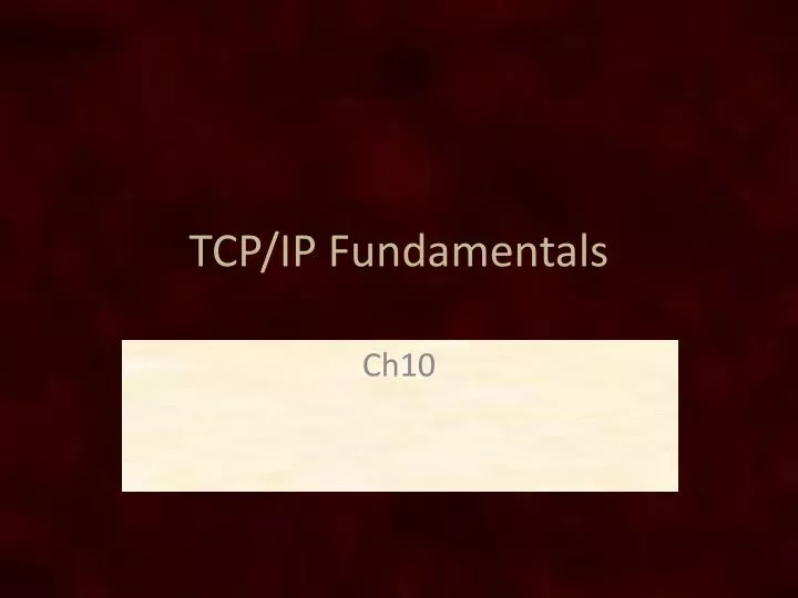 tcp ip fundamentals